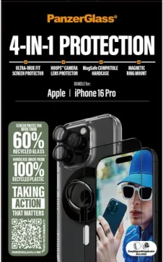 PanzerGlass Bundle Hoops + Tvrzené sklo UWF + Hard Case + Magnetic Ring Mount pro iPhone 16 Pro (B1292+2862+1284+S)