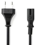 Nedis Napájecí kabel Euro - IEC-320-C7 černá / Napájecí kabel / 2 m / Plochý / PVC (CEGL11040BK20)