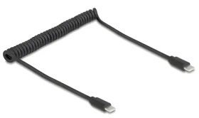 DeLock USB-C / Spirálový USB kabel / USB 2.0 / USB-C - USB-C / 0,45-0,75 m / 2 A / černý (90369)
