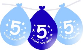 Balónek modrý KRÁSNÉ NAROZENINY číslo 5 visící- 5 ks balonky.cz Balónek modrý KRÁSNÉ NAROZENINY číslo 5 visící- 5 ks balonky.cz