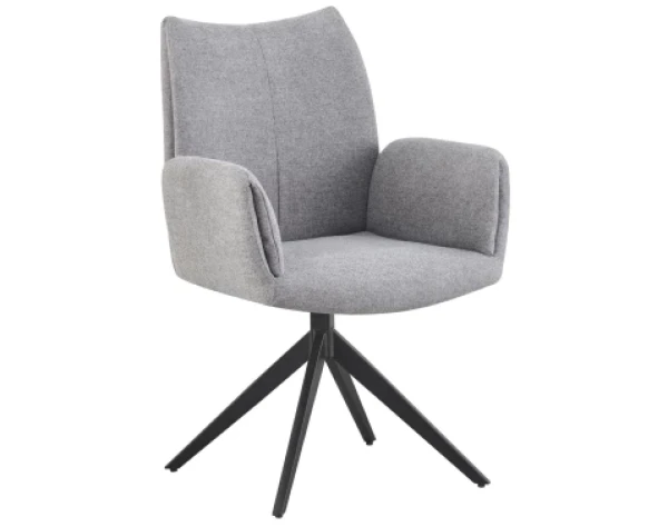 Otočná jídelní židle s područkami Kassandra, holubí šedá tkanina
