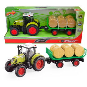 Traktor s valníkem a balíky slámy 1:16 - Sparkys