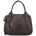 Módní dámská kožená kabelka do ruky Hannah, tmavě hnědá