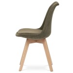 Židle jídelní, hnědá látka, nohy bukové dřevo