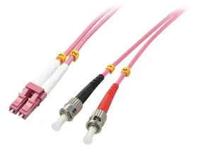 Lindy LC/ST OM4 růžová / Optický duplexní kabel / Multimode / 50/125 µm / 1 m (46350)