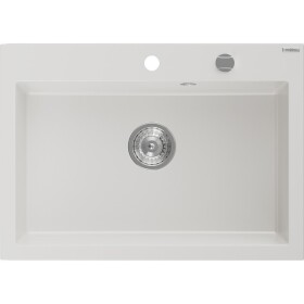 MEXEN - Elix granitový dřez 1-miska 700 x 500 mm, bílá, sifon chrom 6526701005-20