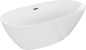 MEXEN/S - Eris volně stojící vana 170 x 80, bílá, sifon a přepad grafit kartáčovaná 53441708000-66