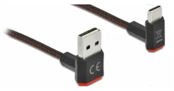 DeLock EASY-USB 2.0 černá / Kabel / USB-A - USB-C / 2 m / Zalomené konektory (85278)