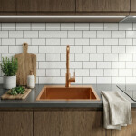 REA/S - Ocelový dřez Leo 50 BRUSH COPPER s kuchyňskou baterií KPL-06015