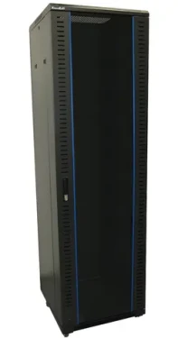 XtendLan 19" / Stojanový rozvaděč / 42U / 600x800 mm / nosnost 800 kg / skleněné dveře / černý (ECO-42U-68-BLACK-AS)