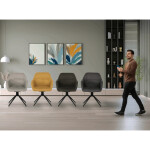 Židle jídelní a konferenční, zelená látka, černé kovové nohy, otočný mechanismus