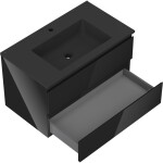 MEXEN/S - Orio koupelnová skříňka 80 cm s umyvadlem Otis, 2 zásuvky, černá lesk/černá mat 91A10-08047-2-BFF70-W18M71