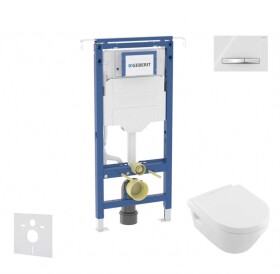 GEBERIT - Duofix Set předstěnové instalace, klozetu a sedátka Villeroy Boch, tlačítka Sigma50, DirectFlush, SoftClose, CeramicPlus, alpská bílá SANI11CK3110