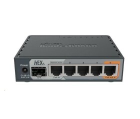 MikroTik RouterBOARD hEX S, 880MHz dual-core CPU, 256MB RAM, 5x LAN, 1x SFP, PoE in/out,USB,microSD slot, vč. L4 licence EDF_1015986