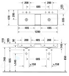 DURAVIT - DuraSquare Dvojumyvadlo 1200x470 mm, bez přepadu, 2 otvory pro baterie, DuraCeram, WonderGliss, bílá 23531200411