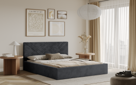 FRONTI Postel PADWA 160x200 tmavěšedá s úložným prostorem