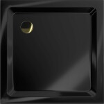 MEXEN/S - Flat sprchová vanička čtvercová slim 80 x 80, černá + zlatý sifon 40708080G