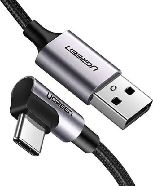 UGREEN Kabel USB-A (M) - USB-C (M) 1m černá / úhlový USB-C (6957303859412)
