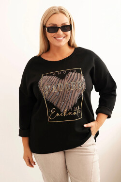 Dámská mikina Plus Size s kapucí a potiskem, grafitová UNI