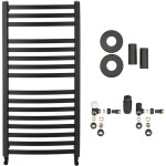 CERANO Koupelnový radiátorový set Paolo - ústřední vytápění - boční připojení - 604W - černá matná - 1090x550 mm