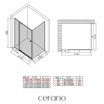 CERANO - Sprchový kout Santini L/P - 6 mm - černá matná, transparentní sklo - 100x90x195 - pivotový CER-428953