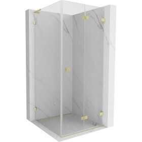 MEXEN/S - Lunar-F L sprchový kout skládací dveře pravá 70 x 70, transparent, zlato kartáčovaná 836L-070-070-55-00-P