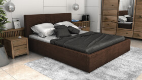 FRONTI Postel LINCOLN 140x200 tmavěhnědá s úložným prostorem - manšestr - LINCOLN 29