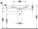 DURAVIT - Puravida Umyvadlo na desku 70x47 cm, bez přepadu, bez otvoru pro baterii, bílá 0369700000