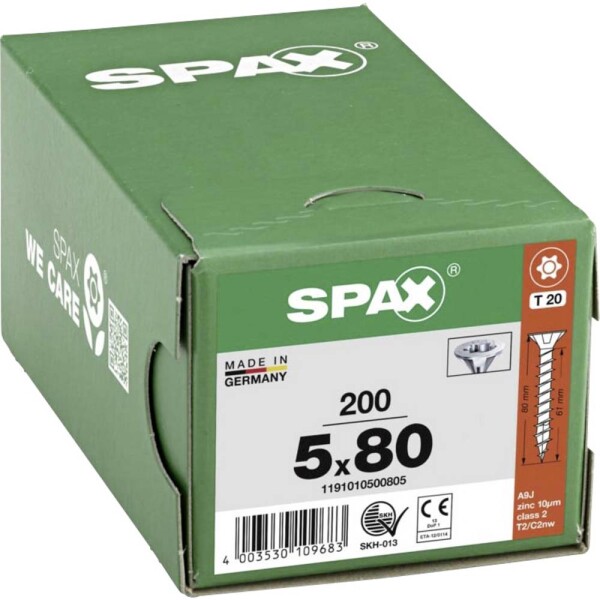 SPAX 1191010500805 R 88091 Senkkopf/T-STAR šroub do dřeva 5 mm 80 mm T-STAR plus ocel WIROX 200 ks