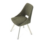 Židle jídelní, zelená látka, kovové nohy, broušená nerez.