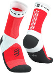 Kompresní ponožky Compressport Ultra Trail Socks V2.0 - White/Fluo Red Velikost: EU 35-38