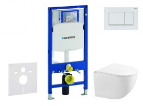 GEBERIT - Duofix Set předstěnové instalace, kompaktního klozetu Gaia a sedátka softclose, tlačítko Sigma30, bílá/bílá mat SANI11CA3149