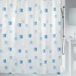 Spirella MILANO sprchový závěs motiv čtverců 120 x 200 cm bílo-modrý / polyester (7610583011855)