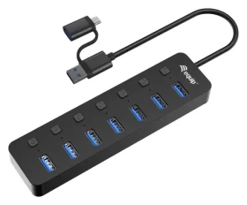 Equip 7-Port / USB hub / 7x USB-A 3.2 Gen 1 / 5 Gbps / napájecí adaptér / USB-C redukce (128965)