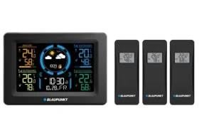BLAUPUNKT WS40BK černá / Meteostanice / 3x bezdrátové teplotní čidla / měření vlhkosti / kalendář (5901750506086)