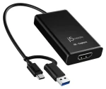 J5Create 4K HDMI Capture adaptér černá / Video capture adaptér / USB-C / USB-A / 120 fps / Hliník (JVA11-N)