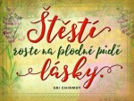 Plechová cedulka - Štěstí roste na plodné půdě lásky - Sri Chinmoy