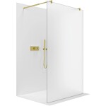 CERANO Sprchová zástěna Walk-in Onyx Duo L/P - 8 mm - kulatá vzpěra - zlatá, mléčné sklo - 110x200 cm
