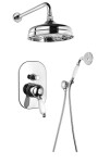 SAPHO - KIRKÉ WHITE podomítkový sprchový set s pákovou baterií, 2 výstupy, bílá páčka, chrom KI42BC-01