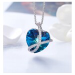 Exkluzivní náhrdelník Swarovski Elements Romantic Love - srdíčko, Tmavě modrá 45 cm + 5 cm (prodloužení)