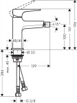 HANSGROHE - Metropol Bidetová baterie s výpustí Push-Open, kartáčovaný černý chrom 32520340
