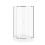CERSANIT - SET B162 čtvrtkruhový sprchový kou BASIC 90x185, transparent + vanička TAKO 90x16 S601-118