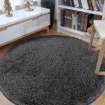 DumDekorace Kulatý huňatý koberec s vysokým vlasem tmavě šedý Šířka: 160 cm | Délka: 160 cm