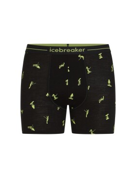 Pánské merino boxerky ICEBREAKER Mens 150 Anatomica Boxers Ski Day, Black/Peridot/Aop velikost: L