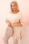 Dámská blůza Plus Size s bavlnou, kapsou a ohrnutým rukávem kiwi UNI