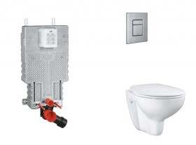 GROHE - Uniset Set předstěnové instalace, klozetu, sedátka SoftClose a tlačítka Skate Cosmopolitan, kartáčovaná nerezová ocel SANI15BB2103