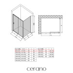 CERANO - Sprchový kout Varone LINE L/P - 6 mm - černá matná, mléčné sklo - 90x70 - posuvný CER-DY505-9106