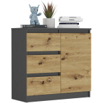 DumDekorace Komoda R-80-S3 se zásuvkami 80 cm - různé barevné varianty antracit