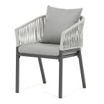 Zahradní židle, kov, polyratan, šedá, AZC-S1430 GREY
