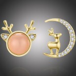 Vánoční stříbrné náušnice Rudolph - stříbro 925/1000, Opál